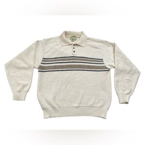 Vintage Eddie Bauer Men's Medium Henley Polo Style Knit Sweater Long Sleeve